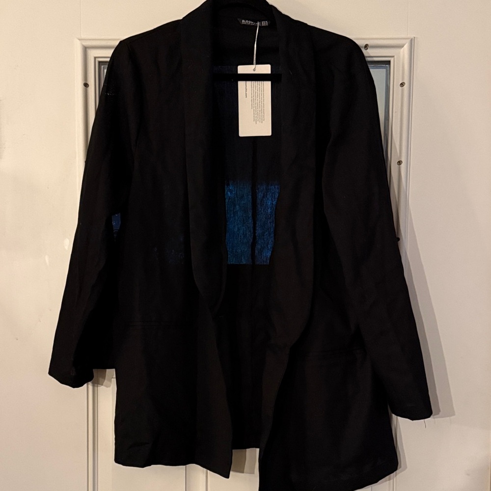 BloomChic Black Linen Blazer Plus Size NWT Lightweight Summer Work Career